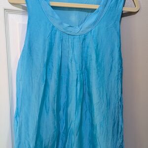 Blue Sleeveless Silk Top